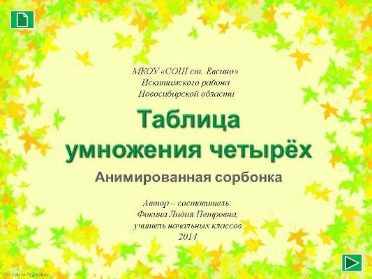 Таблица умножения четырёх (тренажёр)