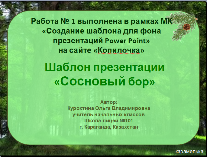 Курохтина О. В. Шаблон презентации "Сосновый бор"